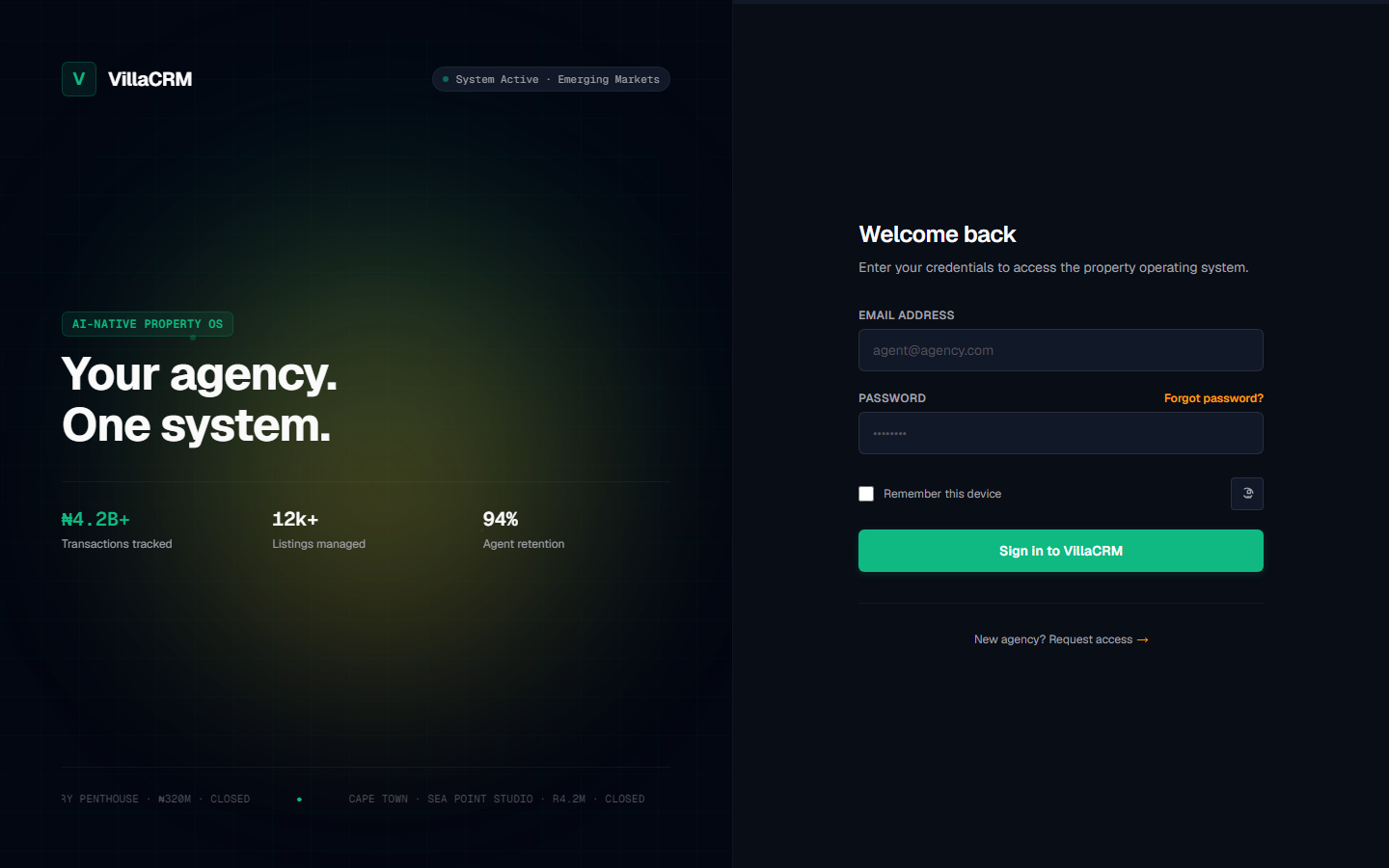 VillaCRM product interface
